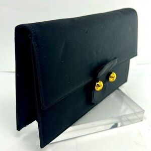 Koret Black Silk Formal Structured Clutch Bag